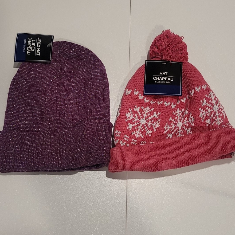 Two fleece-lined winter hats bundle!